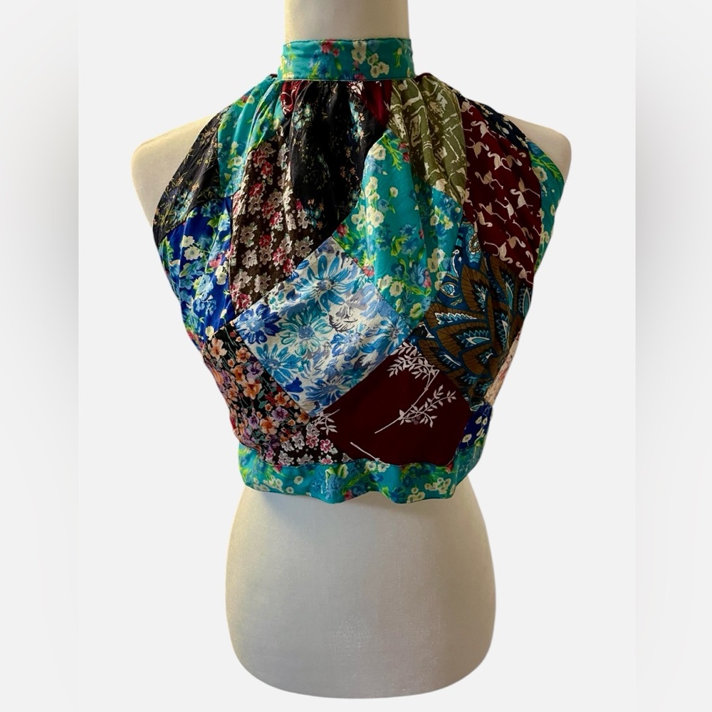 NWOT Blue Sky • Colorful Patchwork Halter Top